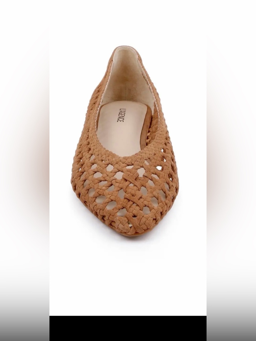 L'AGENCE Alsace Woven Leather Flats in Tan Brown - Picture 2 of 7